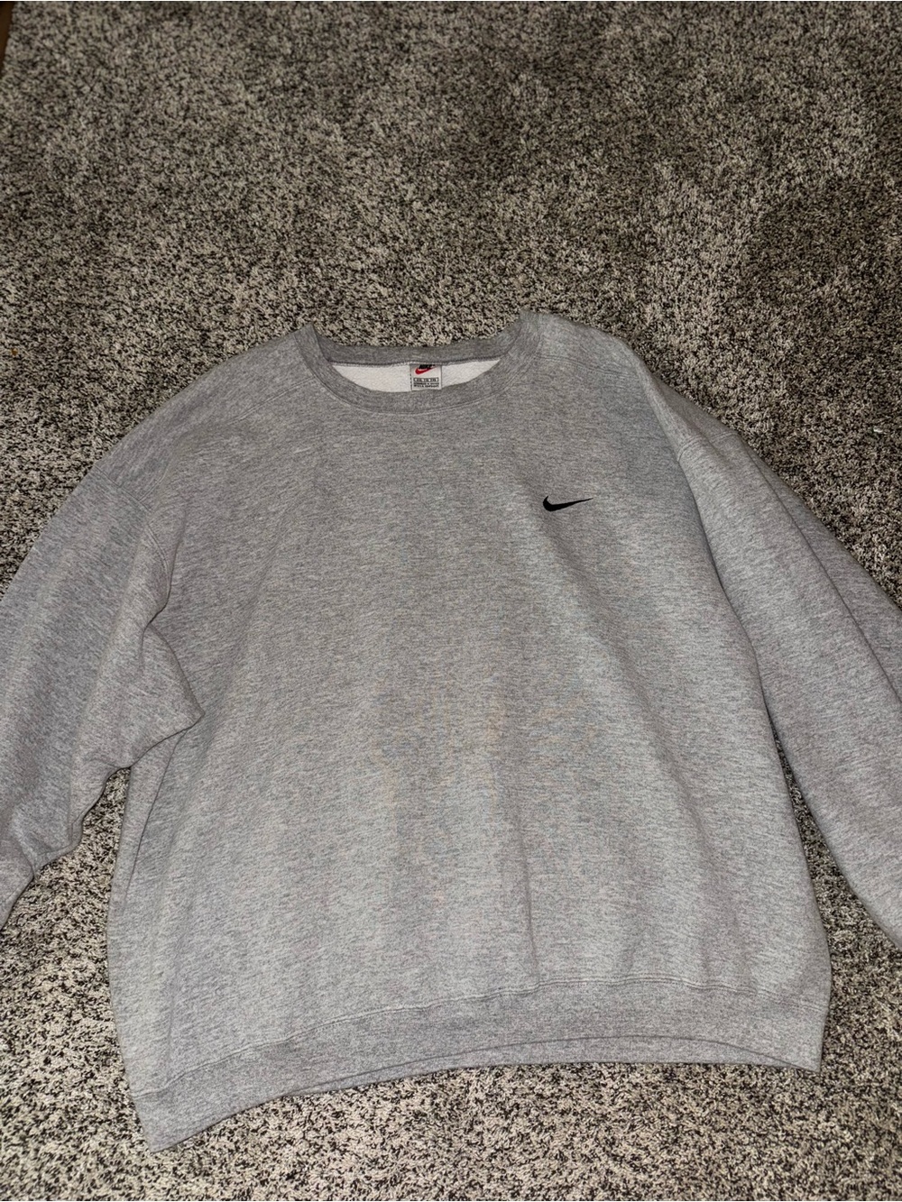 Vintage Nike Light Gray Crewneck Sweatshirt with Black Swoosh